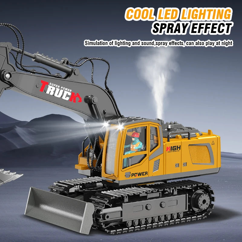 Alloy RC Excavator Trucks Toy Car Multifunction 17 Channel Remote Control Excavator Simulation Engineering Vehicle Children Toys