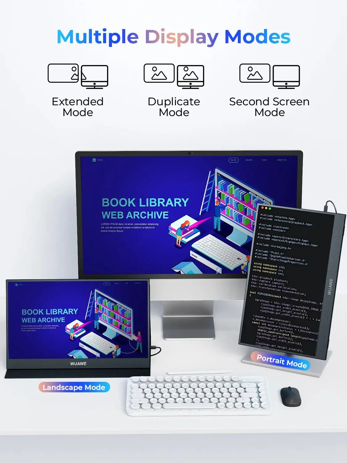 WUAWE 15.6 inch Portable Monitor Laptop, 15.6-inch 1080p72 NTSC 100 sRGB USB C HDMI Travel External Second Computer Screen HDRi