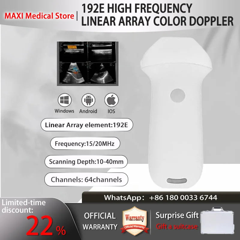 Portable Wireless Ultrasound Probe scanner machine WIFI ultrasound scanner Machine support iOS Android Windows free suitcase