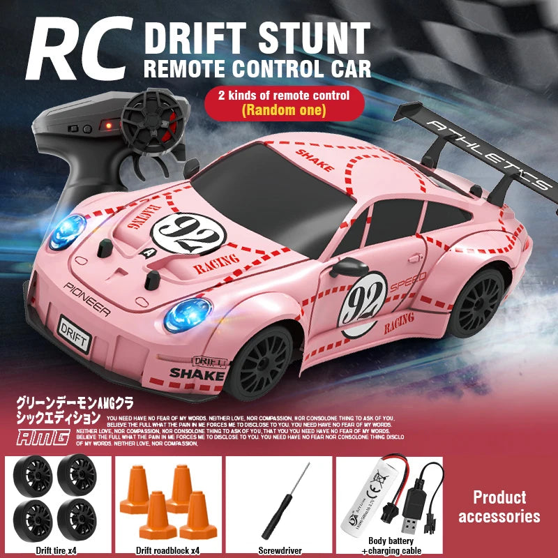RC Cars 1/24 Remote Control Drift Car Model Toy High-Speed Racing Light Drift Children's Car Toy with Replaceable Tires Boy Gift