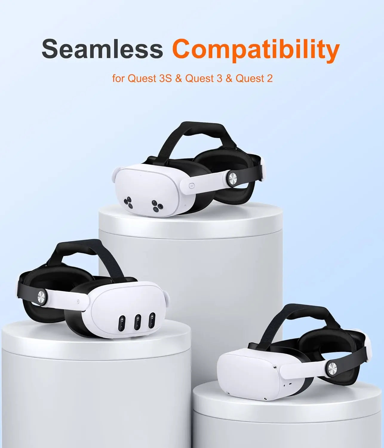 BEBONCOOL Head Strap for Meta Quest 3S/3/2 with Soft Cushion Pad 6700mAh Battery Headset Strap for VR Accessories Elite Strap