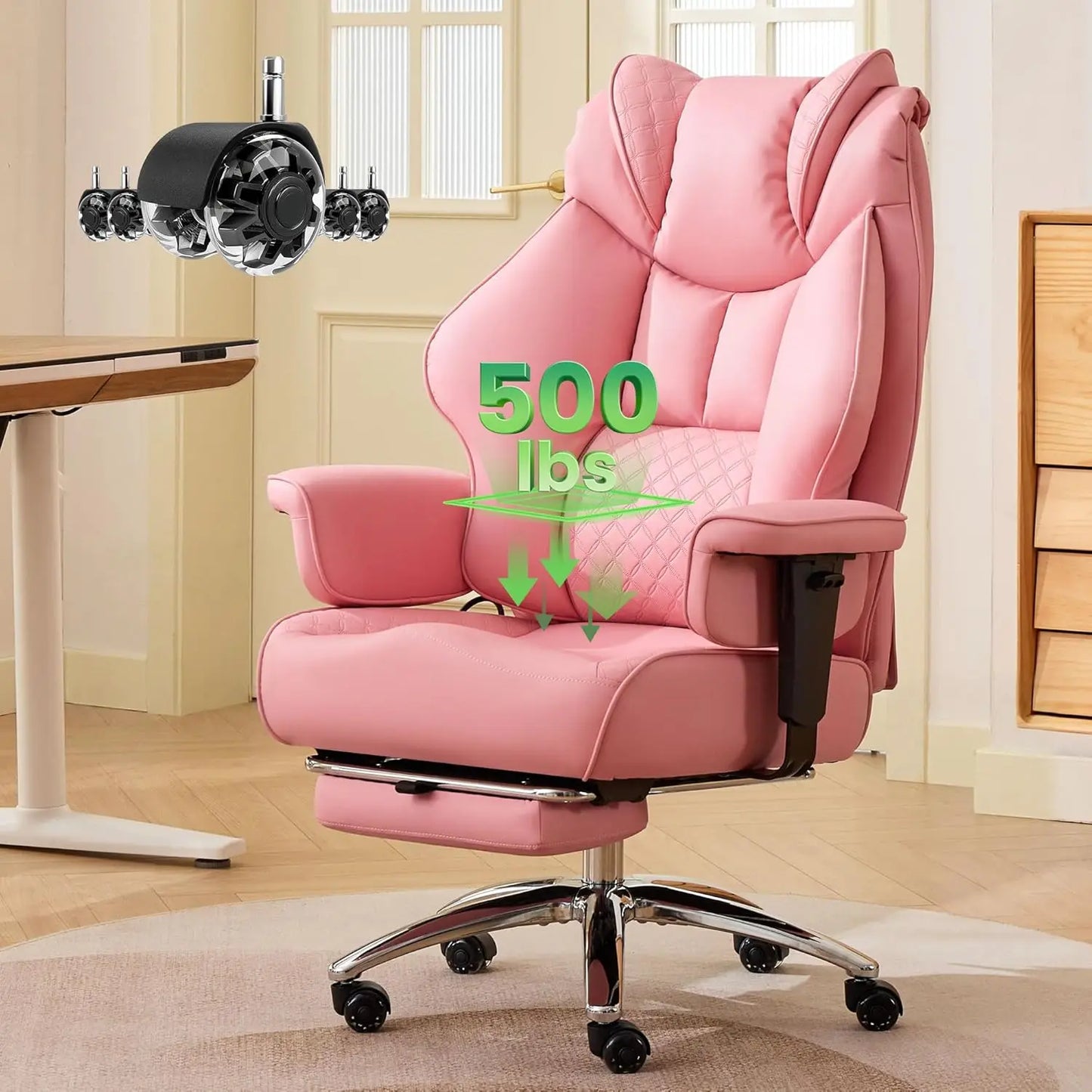 500lbs Big and Tall Office Chair Adjustable Lumbar Support, Extra Wide Seat Ergonomic Gaming Chair with Footrest,, Customized