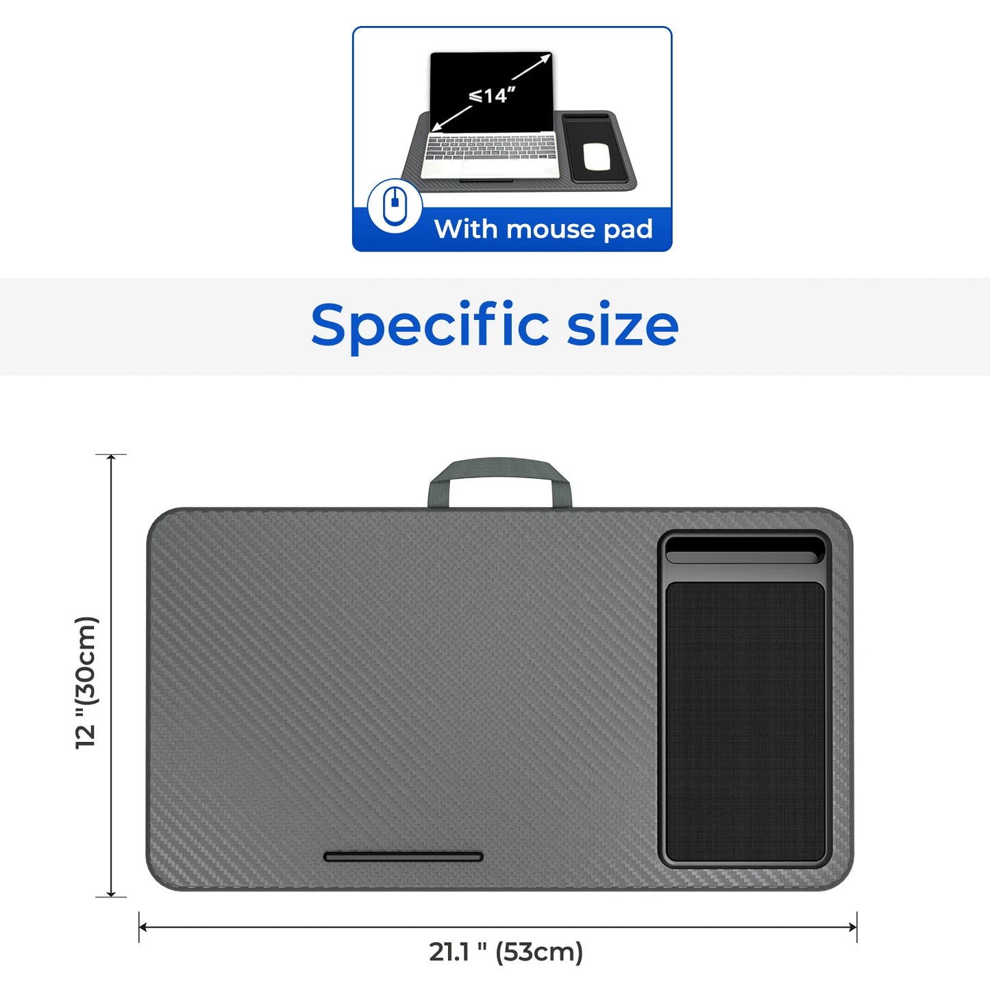 Lap Desk Home Office Pro Mouse Pad and Phone Holder 21.1x12inch Anti-Slip Strip PORTABLE LIGHTWEIGHT for Bed Sofa Couch Travel