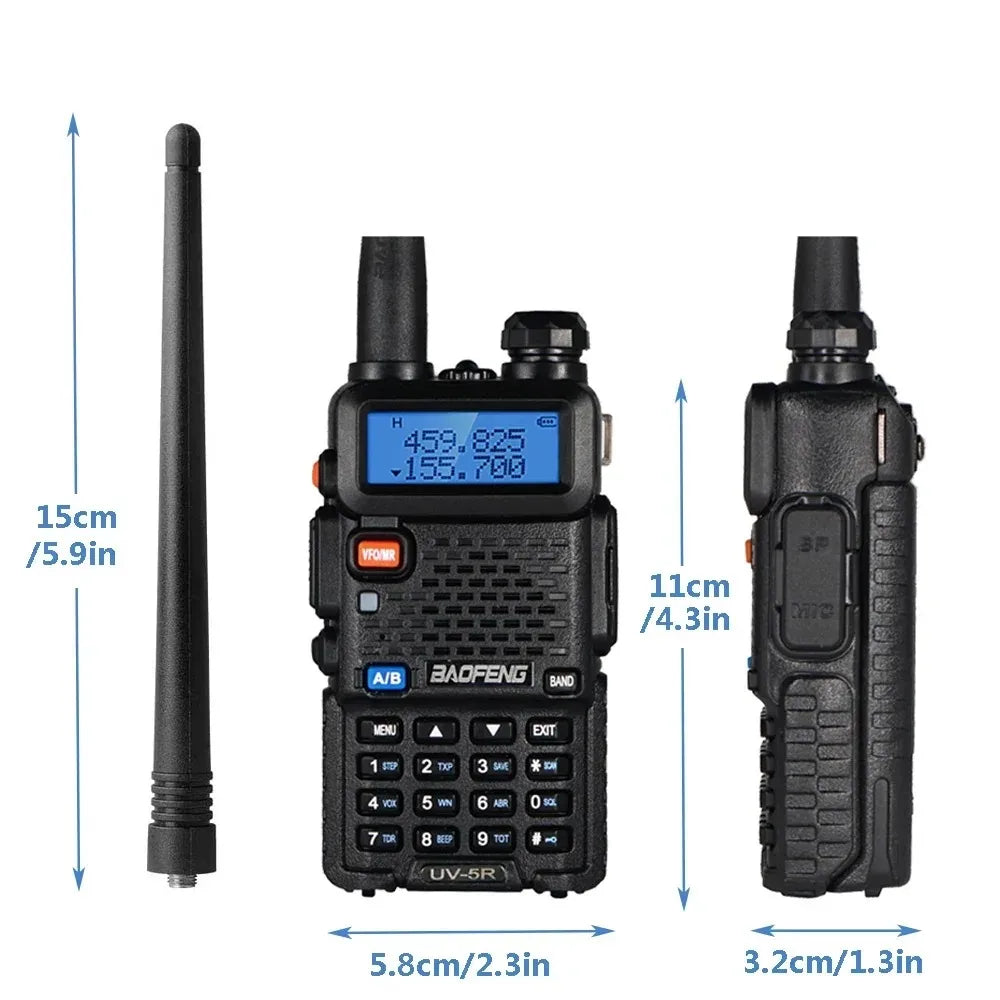2pcs UV-5R 5W 8W High Power Dual Band Two Way Radio Long Range Handheld Portable Walkies Talkies For Hunting