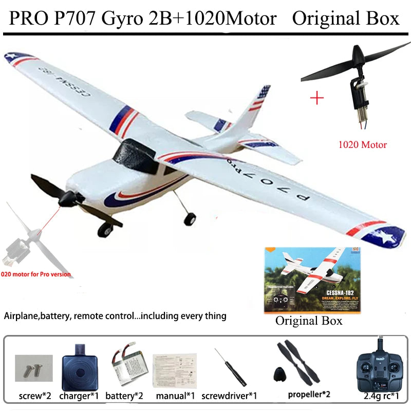 Park10 RC Airplane P707G 2.4G 3D/6G With Gyroscope 3Ch RC Airplane Fixed Wing Plane Outdoor Toys Drone RTF CESSNA 182 Plane Gift