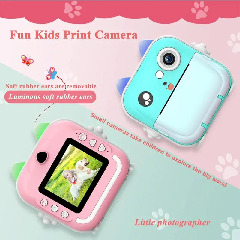 Children Kids Camera Instant Print Mini Digital Video Camera for Kids 1080P HD Screen Outdoor Toy Print Thermal Paper