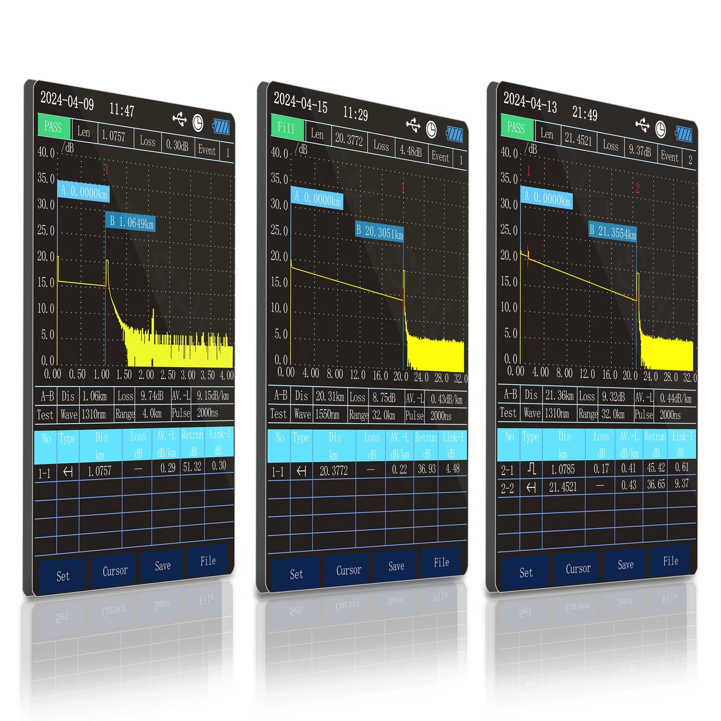 SKYSHL 1310nm/24dB+1550nm/22dB SM OTDR OPM+OLS+VFL+Event Map+Loss Test Fiber Tester Compatible with SC+FC+ST+LC UPC&APC