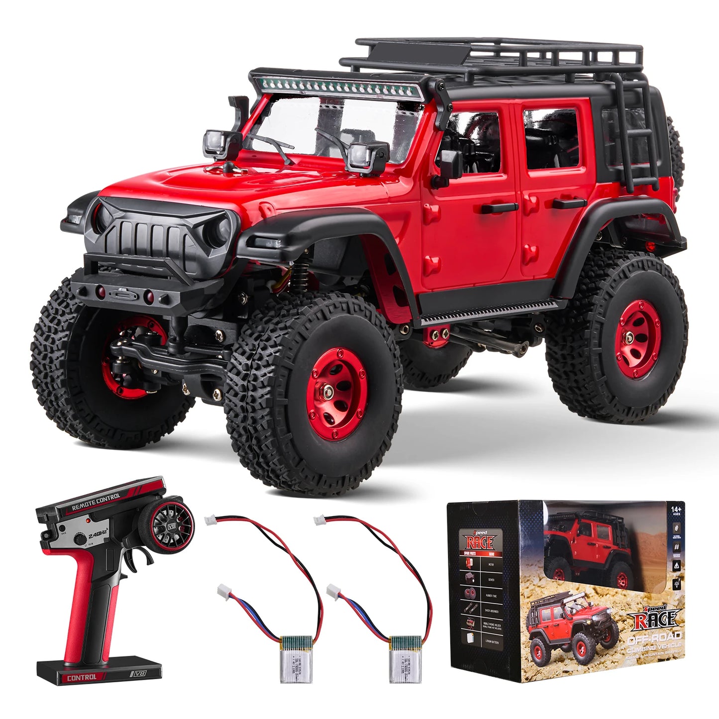 SucceBuy Fast RC Cars 3km/h 1/24 Off Road All Terrain 4WD with Full Lighting Remote Control Racing Truck for Adults & Kids Toys