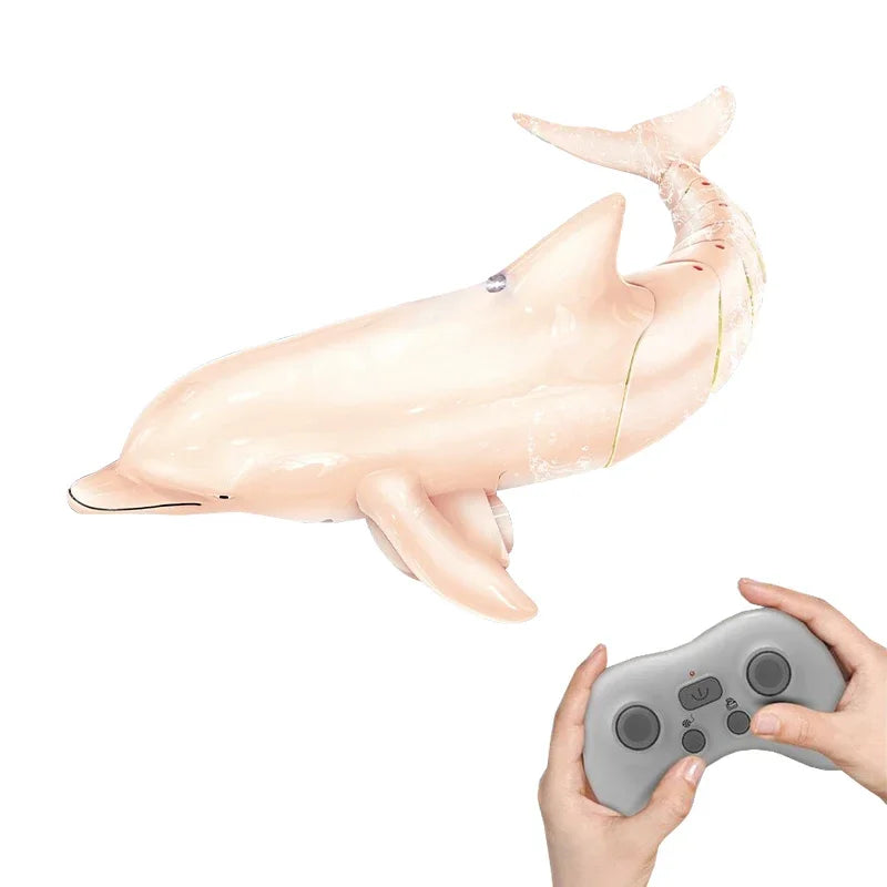 Rc Animal 2.4G Remote Control Dolphin with Light Biomimetic Electric Water Toys for Pool Waterproof Radio-Control Boat Kids Gift