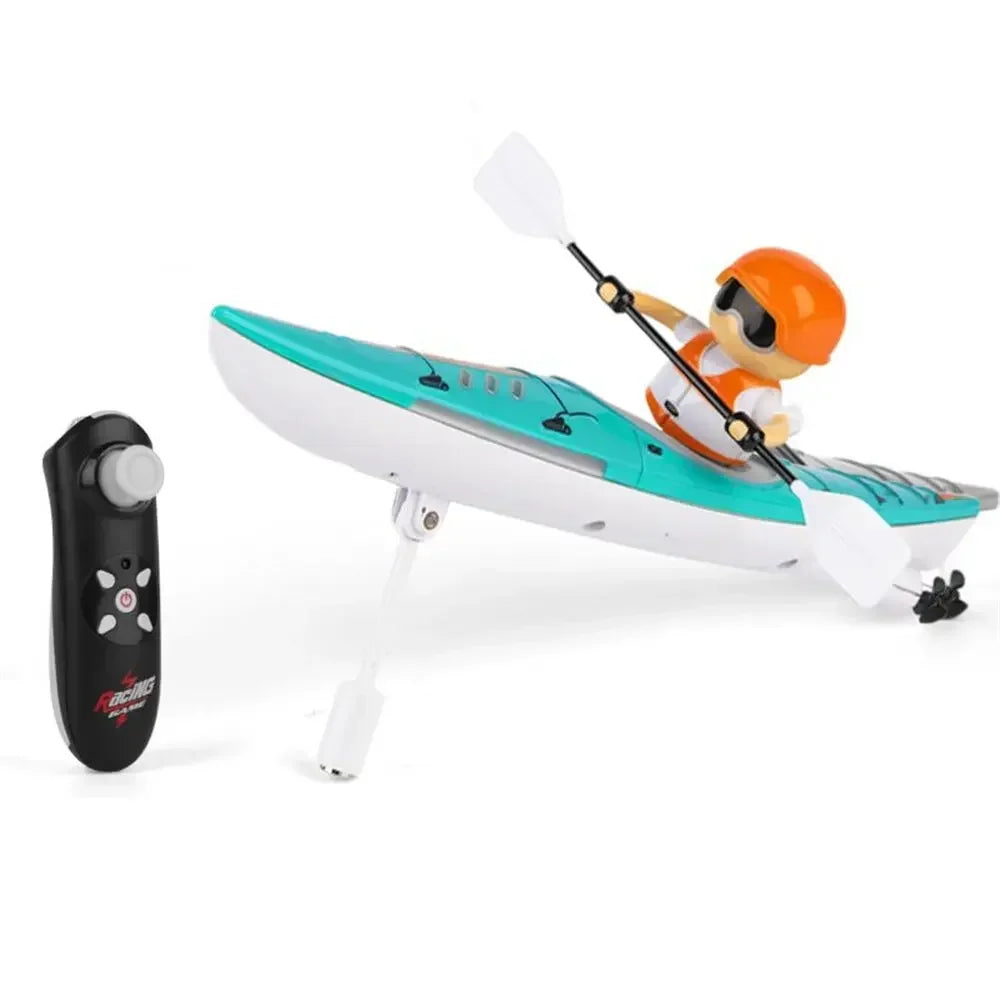 Rc Boat Remote Control Paddling Kayak with Light Kids Toys Racing Radio-Control Ship Children Gift Electric Model Water Toys