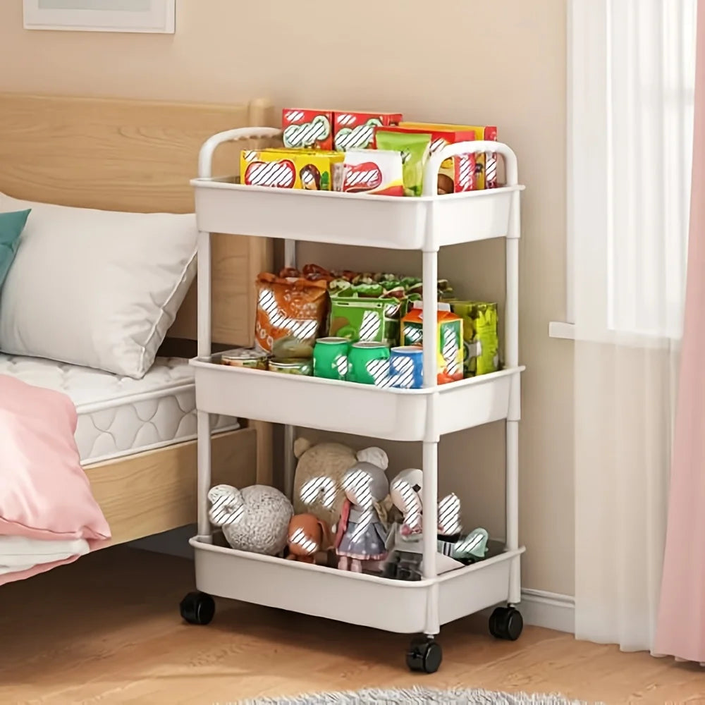 3/4-Tier Slim Rolling Storage Cart – Plastic Organizer with Adjustable Shelves & Wheels for Office, Kitchen, Bathroom