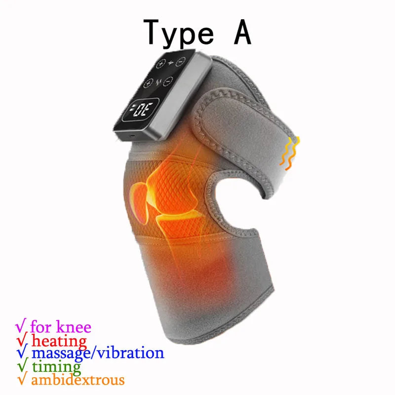 Rechargeable Heating Massage Knee Pads, 5 Levels Hot Compress and 3/5 Levels Vibration Knee Brace Support Knee Warmer