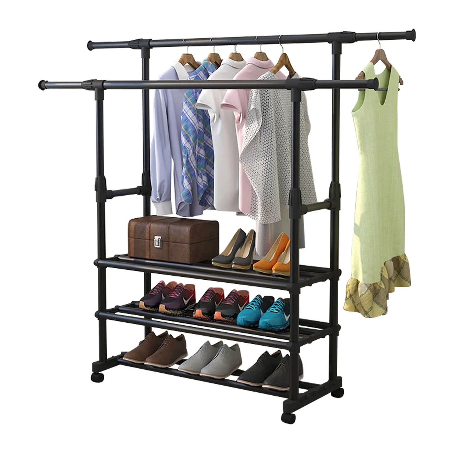 Double Rail Clothes Garment Rack Heavy Duty Commercial Grade Clothing Rack Coat Rack Hanging Rack