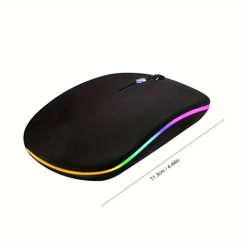 Ergonomic Wireless Mouse with Silent Click, RGB Lighting, USB Rechargeable, Compatible with PC, Laptop, MacBook, iPad, Gaming, N