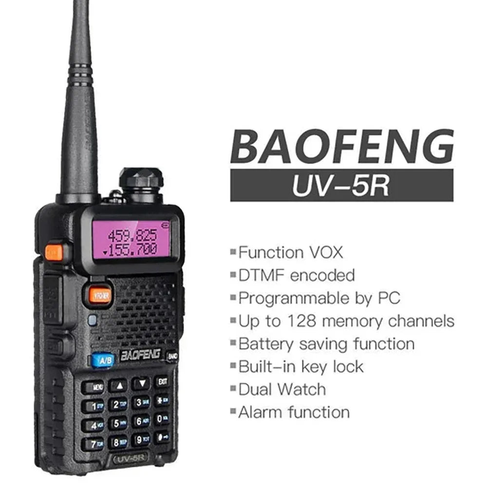 2pcs UV-5R 5W 8W High Power Dual Band Two Way Radio Long Range Handheld Portable Walkies Talkies For Hunting