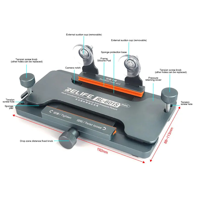 RELIFE RL-601S Mini Multi-function Dismantling Screen and Pressure Holding Fixture Back Cover Glass Clamping for Phone