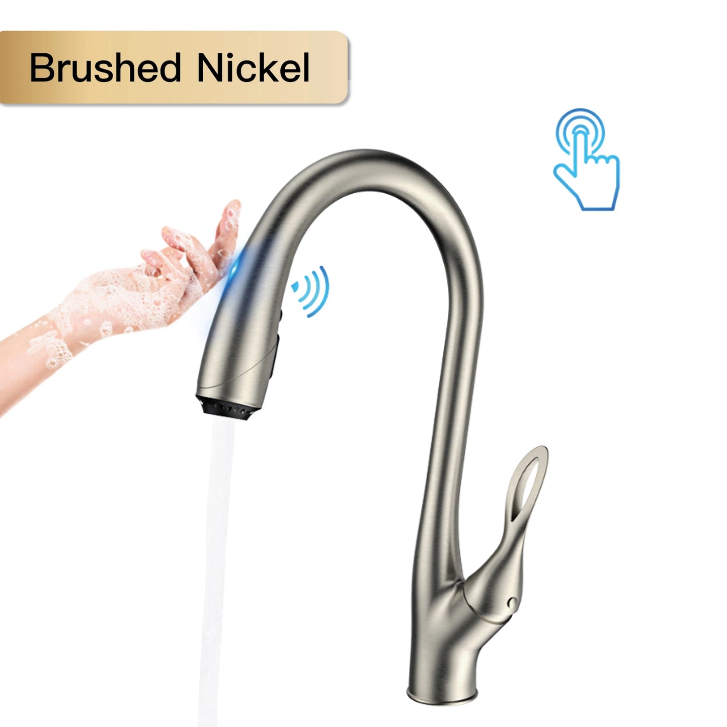 AITANA luxury gun gray brass pull-out kitchen faucet touch switch design single handle hot and cold water 3-function sink faucet