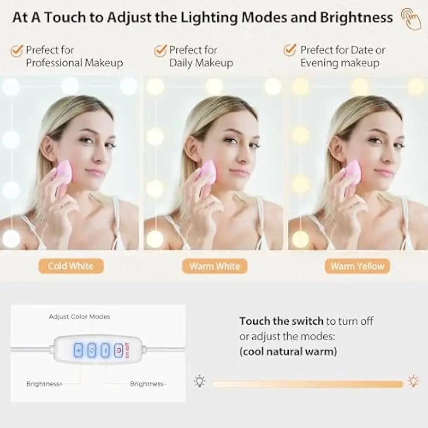 [Discounted Price!]59.1" Large Vanity Desk Table with Mirror & Lights White Makeup Vanity with Power Outlet and 8 Drawers 3 Ligh