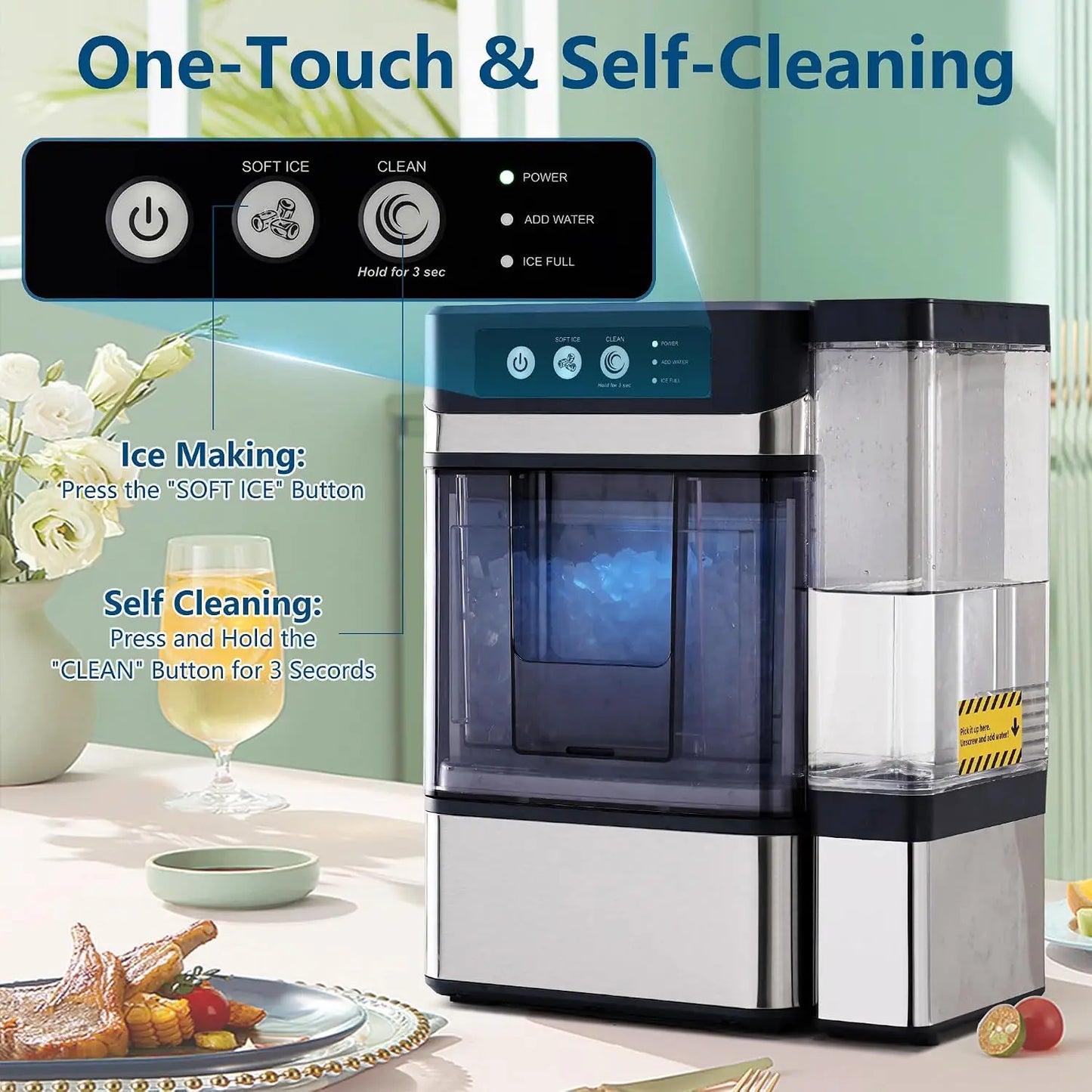1. **Countertop Ice Maker 41 Lbs/24h, Chewable Nugget Ice Machine with Side Water Tank, Ready in 6 Mins, Customized**