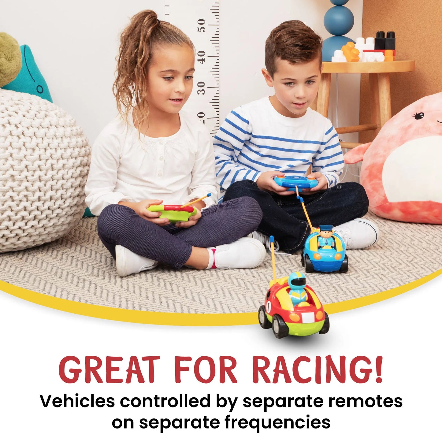 KBDFA 2-Piece Cartoon Remote-ontrolled Police Car And Racing Radio Controlled Toy Gift For Children And Boys With Girls