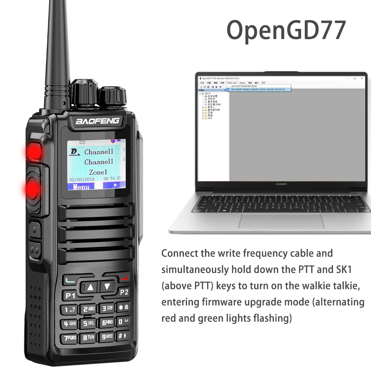 1701 Upgrade DM-1702 Openg GD77 GPS Dual Mode Analog And Digital Walkie Talkie Tier 1+2 Dual Time Slot VHF 136-174 UHF 4
