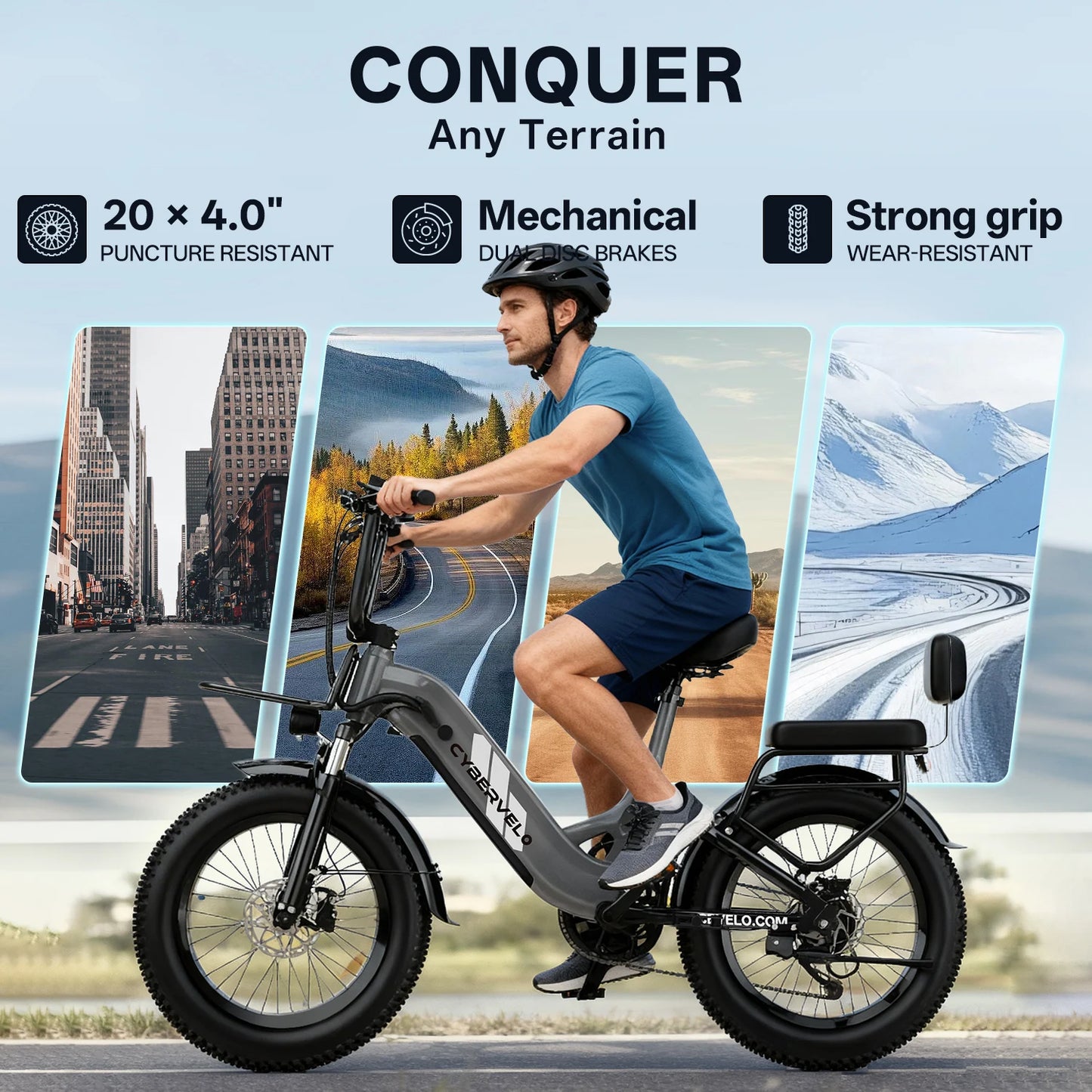 Cybervelo EK12 Electric Bike for Adults and Teenagers, 48V 20AH Removable Battery Step Thru EBike, 30+MPH, 20" Fat Tire Adult