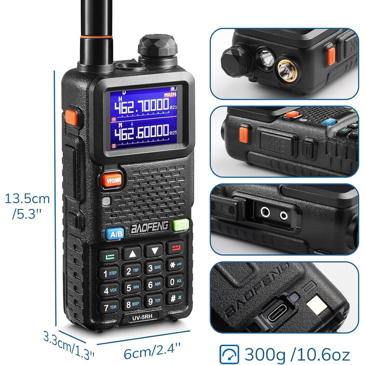 4Pcs UV-5R 5W Tri-Power Walkie Talkie High Power Dual Band Long Range Portable Handheld UV 5R Radio