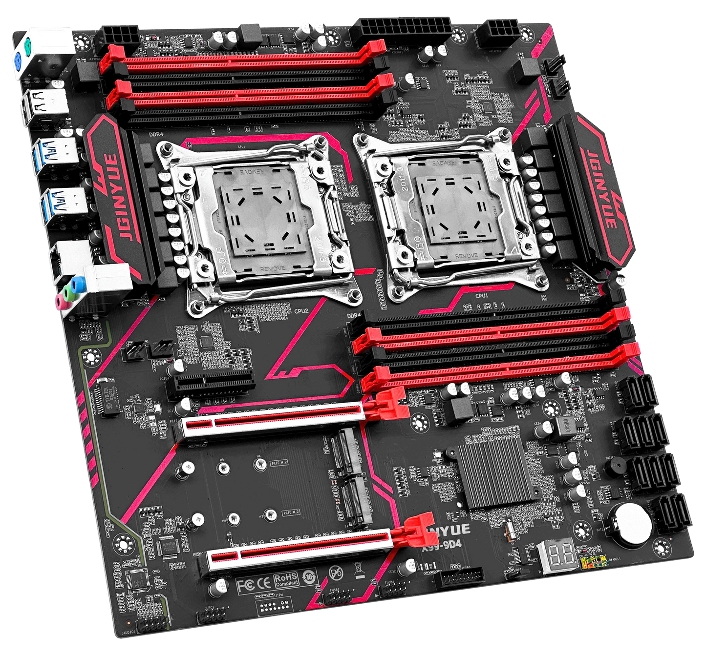 JGINYUE X99 dual CPU motherboard LGA 2011-3 supports Xeon E5 V3 V4 CPU DDR4 memory eight channels Dual  X99-9D4