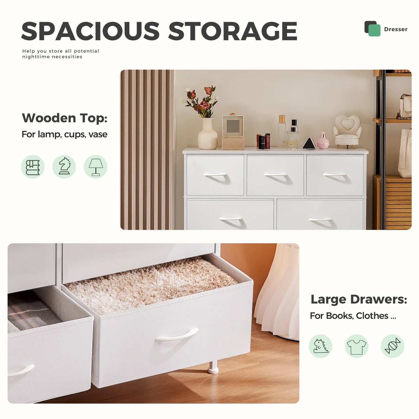 JHK Wardrobes For Bedroom With 5/7/10 White Lover Fabric Drawers Chest Wardrobe Closet For Storage Cabinet Bedroom Of Furniture