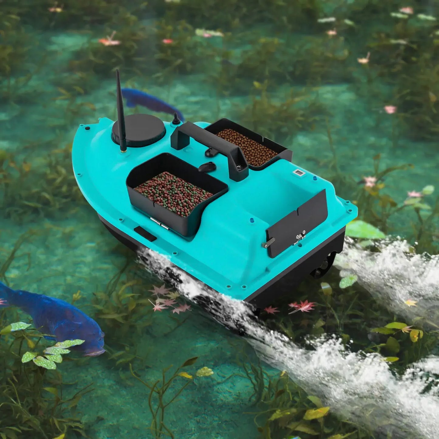 Blue Fishing Bait Boat – 600m GPS Remote Control with 90min Standby Lithium Battery