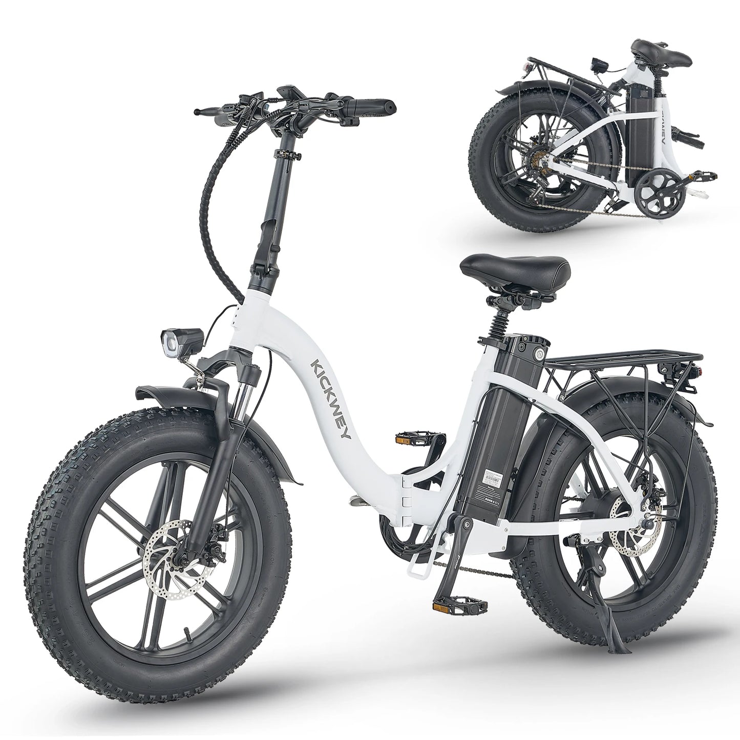 Kickwey L20 Folding Electric Bicycle 1000w Motor 48V Removable Battery Electric bikes for Adult 20 Inch Fat Tire Foldable E Bike