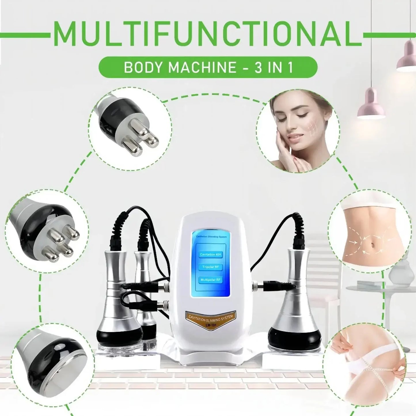 Tool 40K Cavitation Ultrasonic Body Slimming Machine Multi-Polar Anti-Wrinkle Rejuvenation Skin Lift Tighten