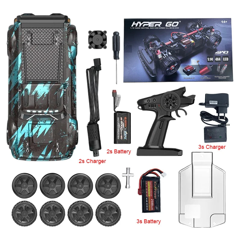 MJX 14301 1/14 Hyper Go Racing Car Brushless 4WD off-road Remote Control Cars 55km/h High Speed Drift Ship from US