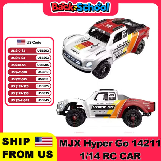 MJX HYPER GO 14211 Racing Car 1/14 Short Truck 45A ESC Brushless Motor 47 KM/H Large Foot 4WD RC Car Remote Control Car Toy MJX