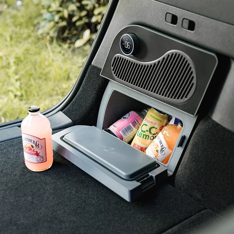 For Tesla Model Y & Highland 16L Car Fridge, Portable Compressor Freezer - 5-Seat Camping Cooler, Travel Food Fresh Keeping