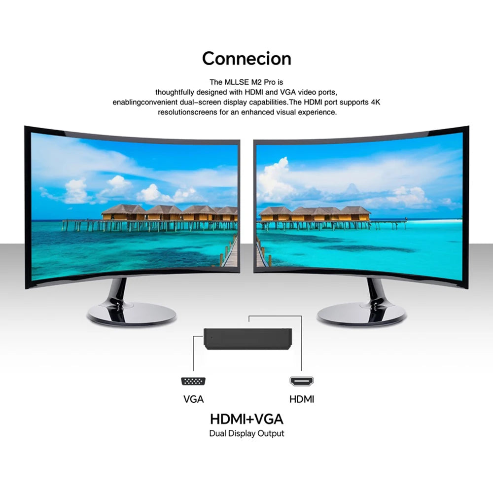 MLLSE M2 Pro Mini PC Powerful 8GB RAM, 256GB SSD, Intel J3710, Windows 10 - Compact & Ideal for Home, Business & Gaming