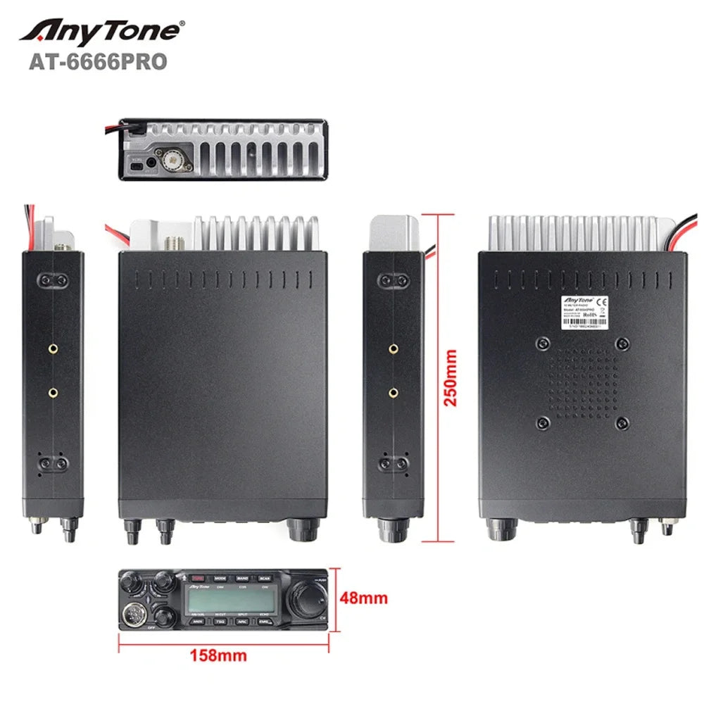 Anytone AT-6666Pro Output AM 80W FM 50W High Power 10 Meter Radio with  AM/FM/SSB/CW/PA 10 Meter Band for Truck Drivers