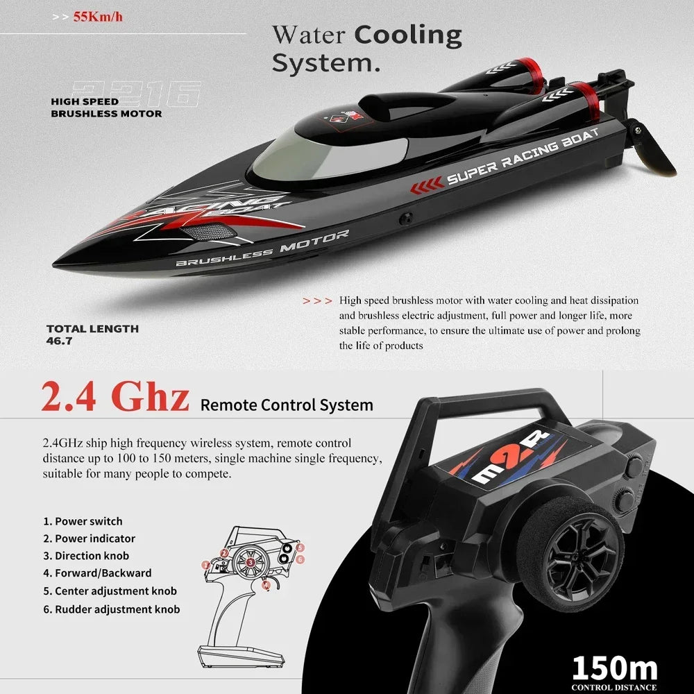 WLtoys WL916 WL911-A RC Boat 2.4Ghz 55KM/H 21KM/H High Speed Racing Ship Remote Control Speedboat Toys For Adults Kids