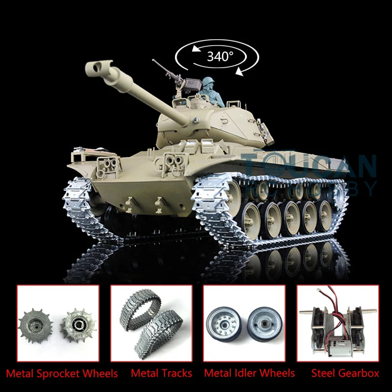 US Stock HENG LONG 1/16 Scale RTR 7.0 Upgraded Walker Bulldog RC Tank 3839 Metal Tracks Steel Gearbox Smoke Unit BB Shooting Toy