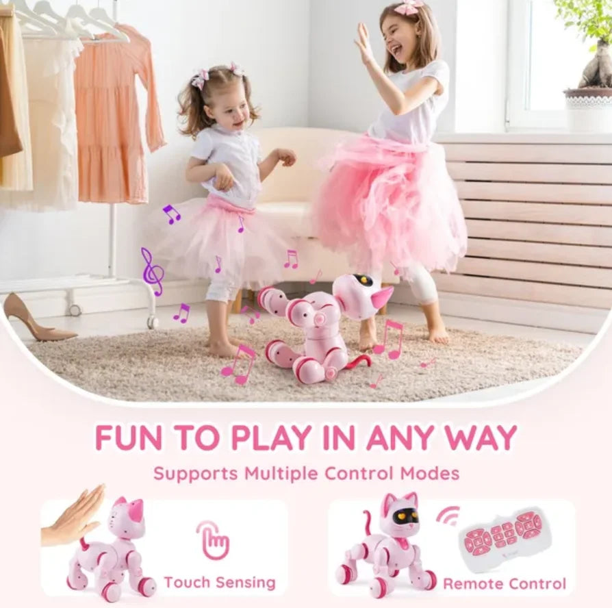 RC Robot Cat Toy for Kid Talking Dancing Touch Remote Control Programmable