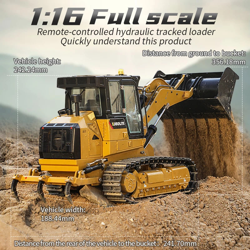 1/16 Kabolite Hydraulic RC Loader K963-100 ST8 Radio 7500 mah Remote Control Construction Vehicle for Kids Adults Toy Fans