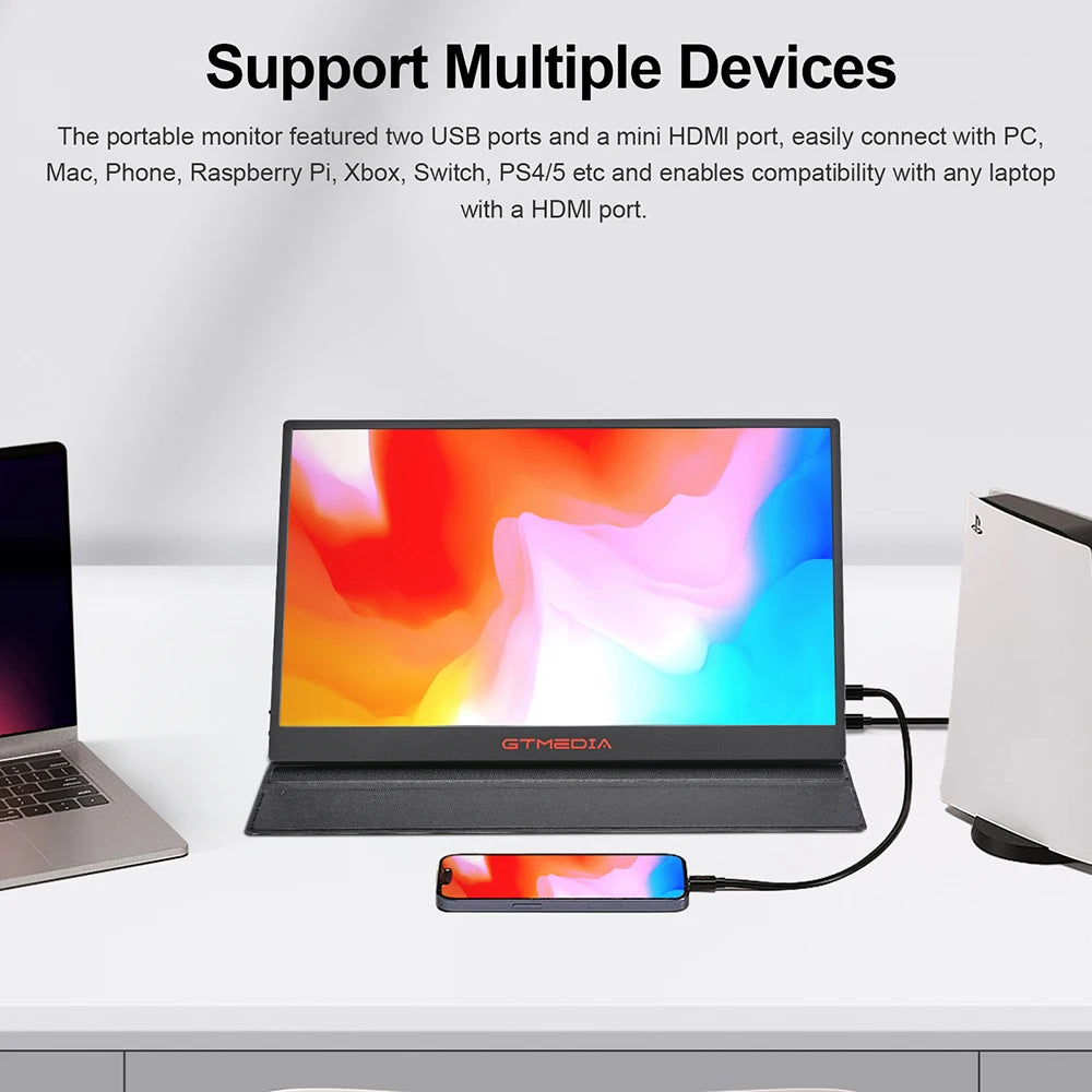 GTMEDIA 2.5K QHD IPS Portable Monitor 17.3 Inch 2560x1440P Quarter HD Screen External Display for phone/PC/laptop/Xbox/PS5/PS4