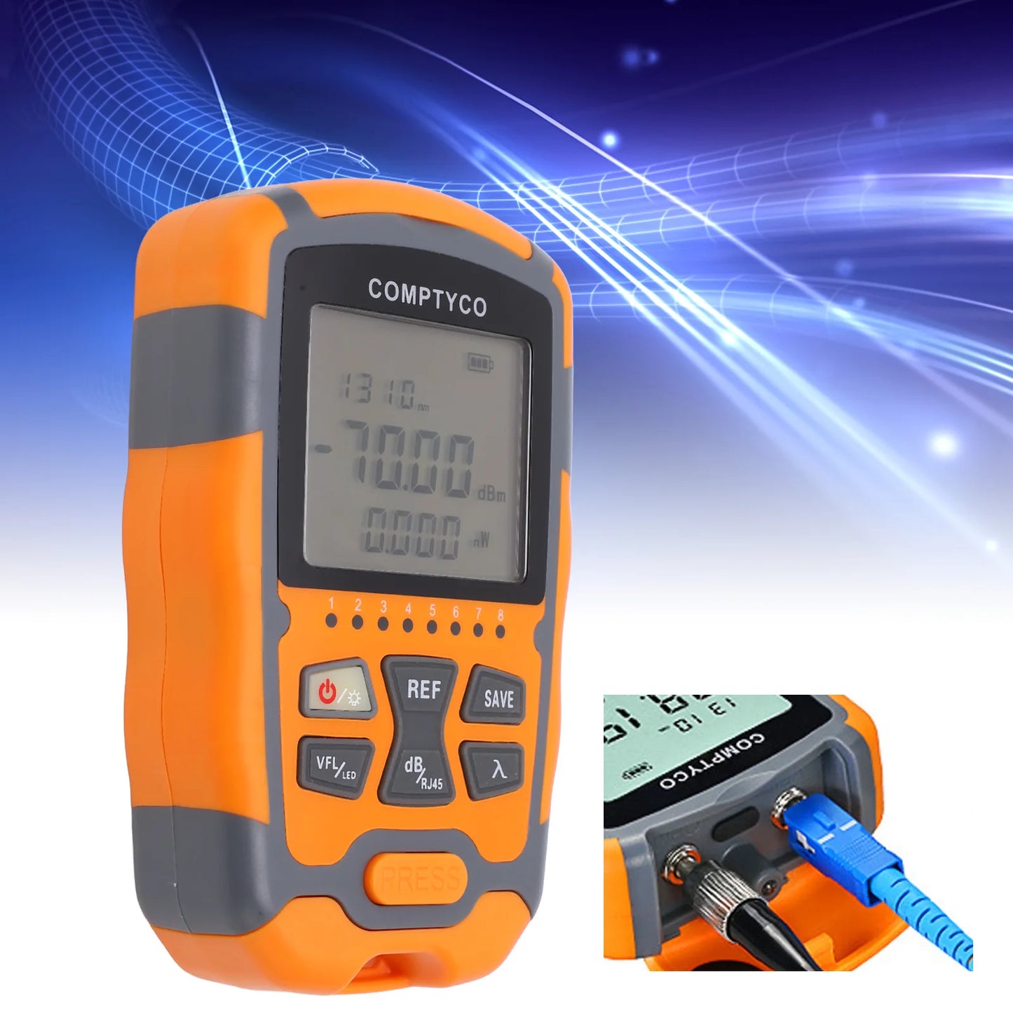 Handheld Optical Power Meter Multifunctional Optical Fiber Cable Tester with LED Light