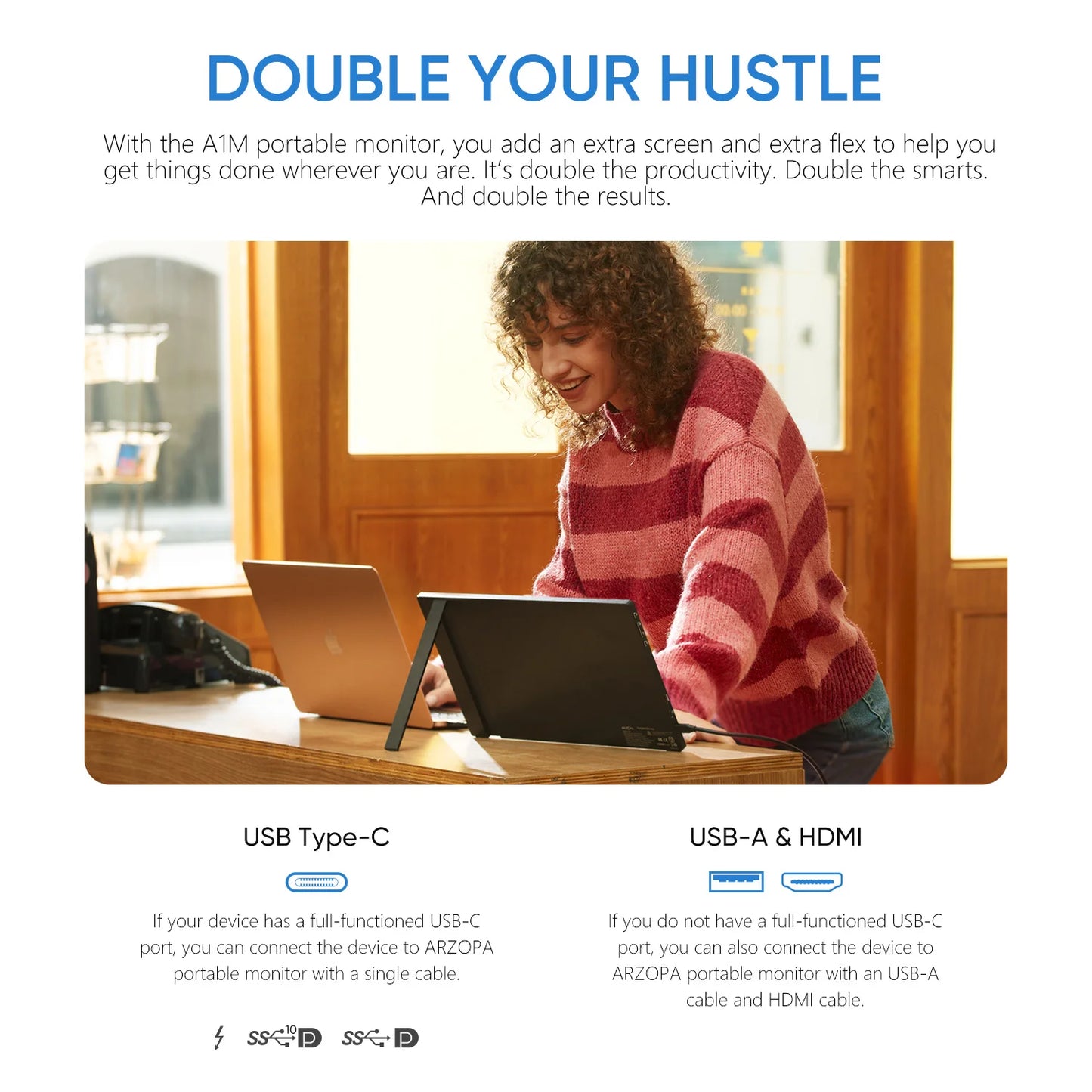 ARZOPA 17.3 FHD Portable Monitor 1080P External Display IPS Screen with USB C mini-HDMI Port for Laptop Mac PC Xbox PS Switch