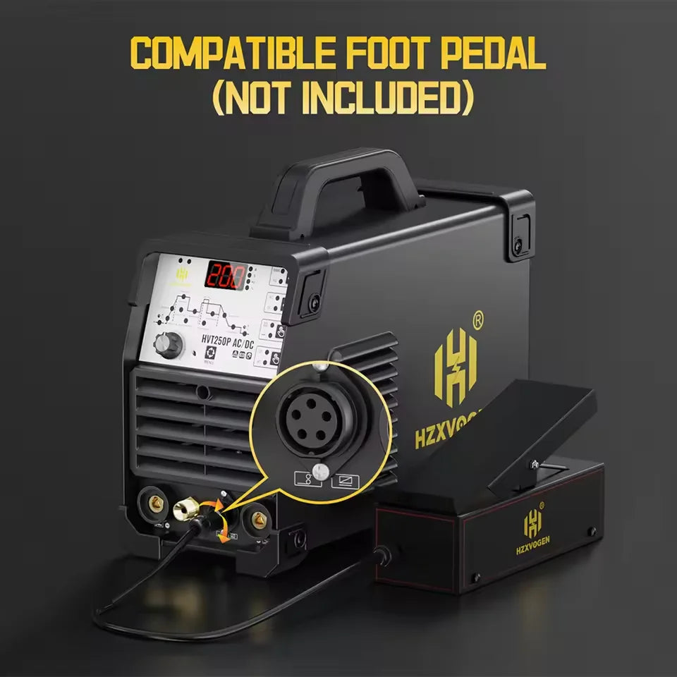 HZXVOGEN 6IN1 HVT250P AC/DC HF TIG Welding Machine Multi Function Aluminum/Stainless Welding Pulse 2T/4T ARC MMA IGBT Welder