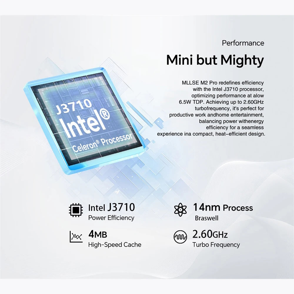 MLLSE M2 Pro Mini PC Powerful 8GB RAM, 256GB SSD, Intel J3710, Windows 10 - Compact & Ideal for Home, Business & Gaming