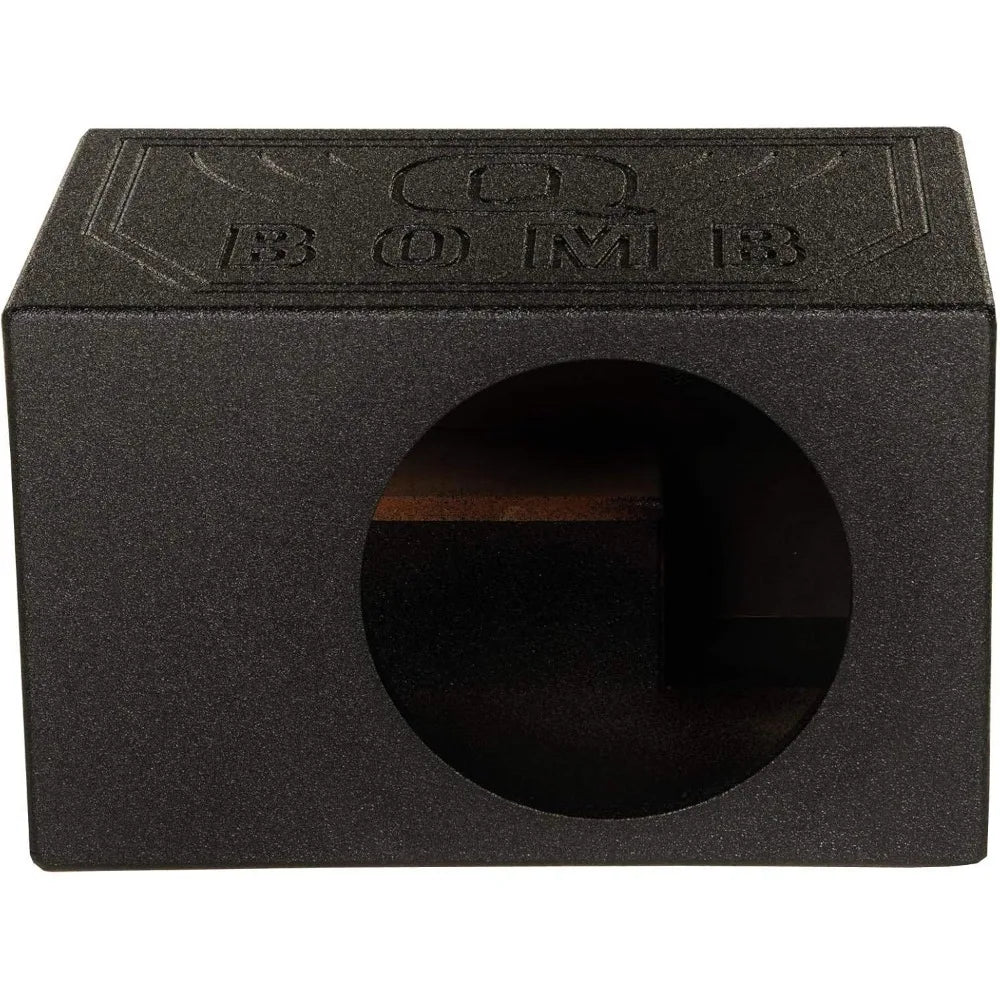 QPower QBOMB, Single 10" Tough Vented Shallow Ported Car Audio Subwoofer Box Enclosure with 1.4 Cubic Feet of Air Space, Black