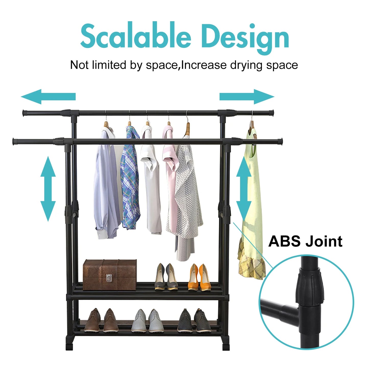 Double Rail Clothes Garment Rack Heavy Duty Commercial Grade Clothing Rack Coat Rack Hanging Rack