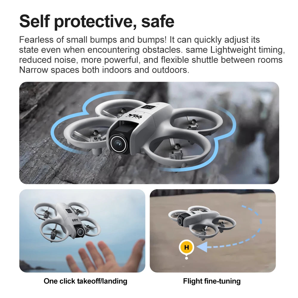 MINI V66 Drone With 4K Professional Camera Stunt Fly WIFI Dron Obstacle Avoidance LED Altitude Headless Mode RC Quadcopter Toy