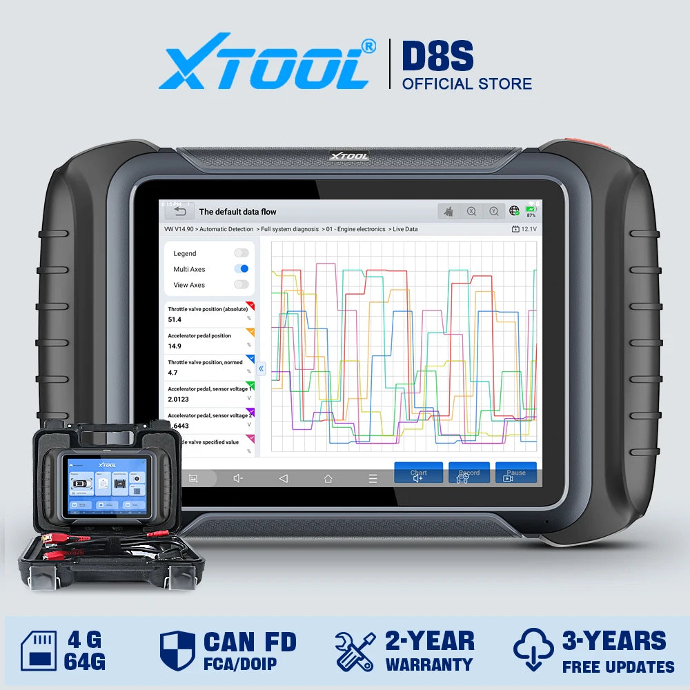 XTOOL D8S Car Diagnostic Tool ECU Coding Bi-directional 42+ Resets Automotive Scanner Key Programming With Topology DOIP FCA